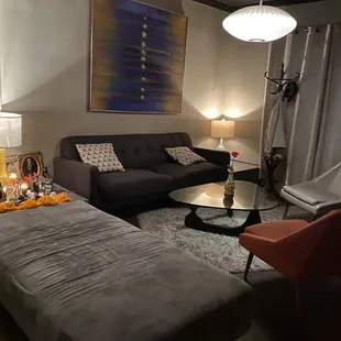 Inside the modernist. Comfy seating and real chill ambiance.