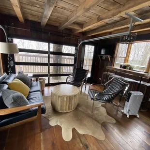 Living room with beautiful view off the deck