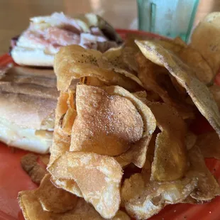 The highly recommended &quot;Wilber&quot; with house made chips. Delicious.