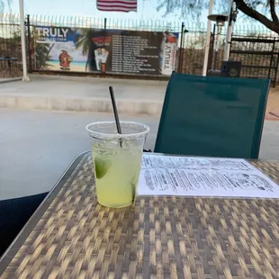 Waiting for the music with a cold drink