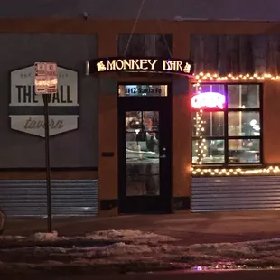 the entrance to the restaurant
