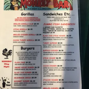 Here's the menu