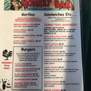 Here's the menu