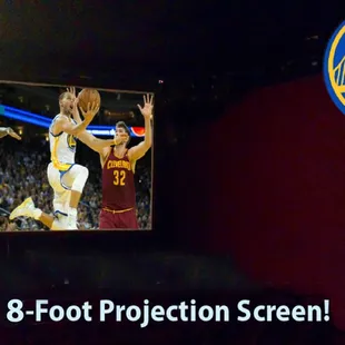 Our video projector and 96" screen.  Great for  sports parties!