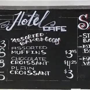 the menu on the blackboard
