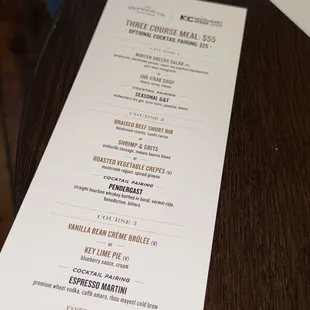 menu