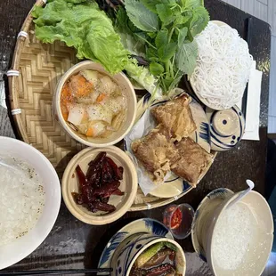 a variety of food on a table