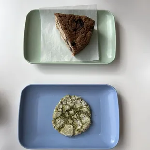 Matcha Cookie &amp; Blueberry Coffee Cake Slice