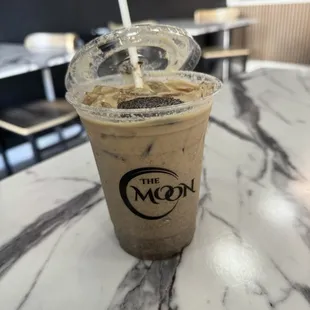 Oreo cookie iced latte