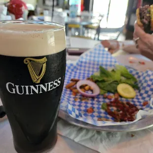 Guinness and our burger (damn, ate it too fast)