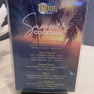 Cocktail menu to start
