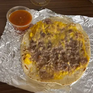 Bean and cheese breakfast taco