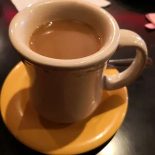 a cup of coffee on a saucer