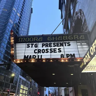 Sign outside The Moore theater