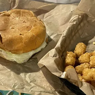 Burger and tots