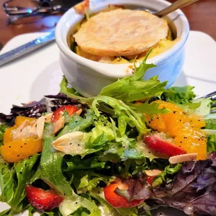 a salad and a biscuit