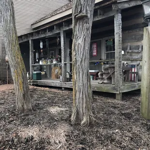 the front porch of the restaurant