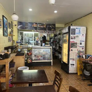 Counter and chairs of quaint place.