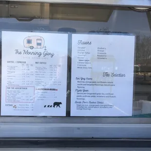 Menu posted in window.