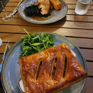 Roasted Chicken (top), Rabbit pot pie (bottom)