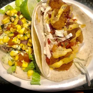 Ka - pow Shrimp Taco and the Baja Fish Tacos
