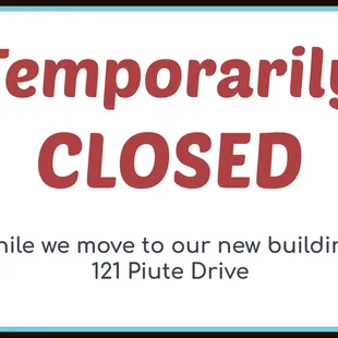 Temporarily closed while we move to our new building across the street on the corner!  Come see us when we reopen close to the holidays!