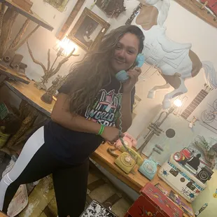 Kids these days get excited to see a telephone!