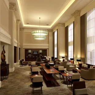 the lobby of a hotel