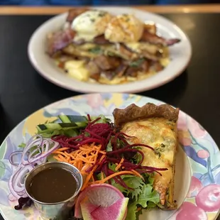 Meat Quiche with a fresh salad.