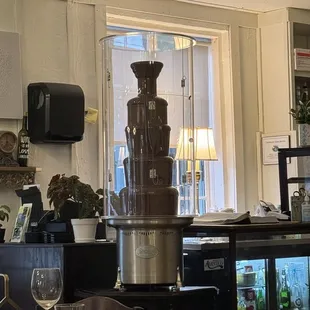 Giant commercial chocolate fountain.