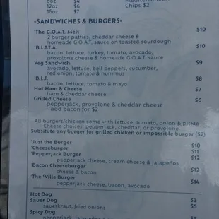 The menu