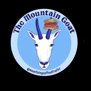 a goat with a stack of food on its head