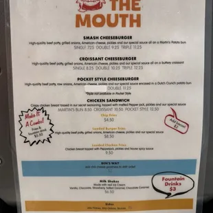 One page menu