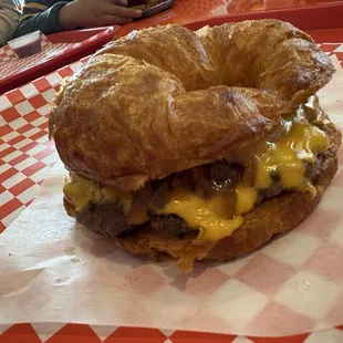 Double Croissant Cheeseburger