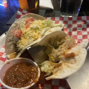 Chicken and beef tacos