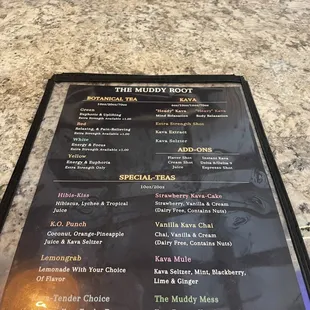 The menu