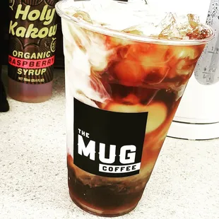 a cup of coffee with ice