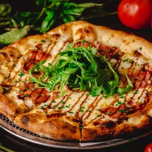 a pizza on a pan