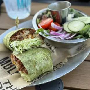 Chicken Bacon Tomato Wrap with Side Salad