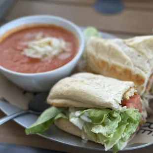 Chicken Bacon Ranch with side of tomato soup