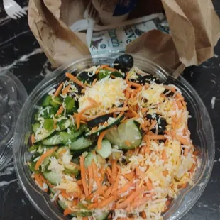 Salad was good but No condiments for fish and fries‍