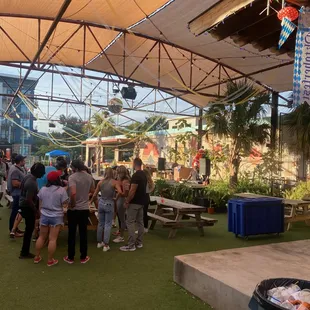 Outside by the stage