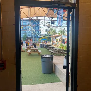 By the inside bar looking outside