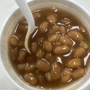 Baked beans (they opened a can and heated it up)