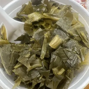 Collard greens (no love, tasted canned)