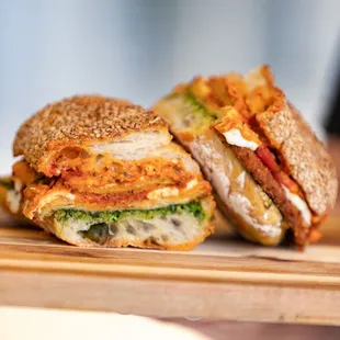 a sandwich cut in half