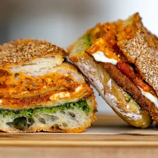 the inside of a sandwich