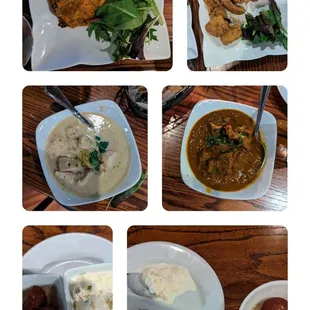 a variety of dishes of food