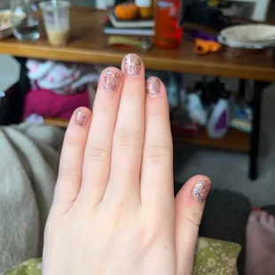 there was quite a lot of space between the nail polish and the cuticle. and the gel polish was very thick