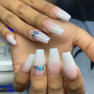 Pink and white ombré colored acrylic